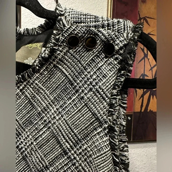 Taylor Women's Plaid Asymmetrical Hem A Line Dress White Size 8 - Picture 13 of 16